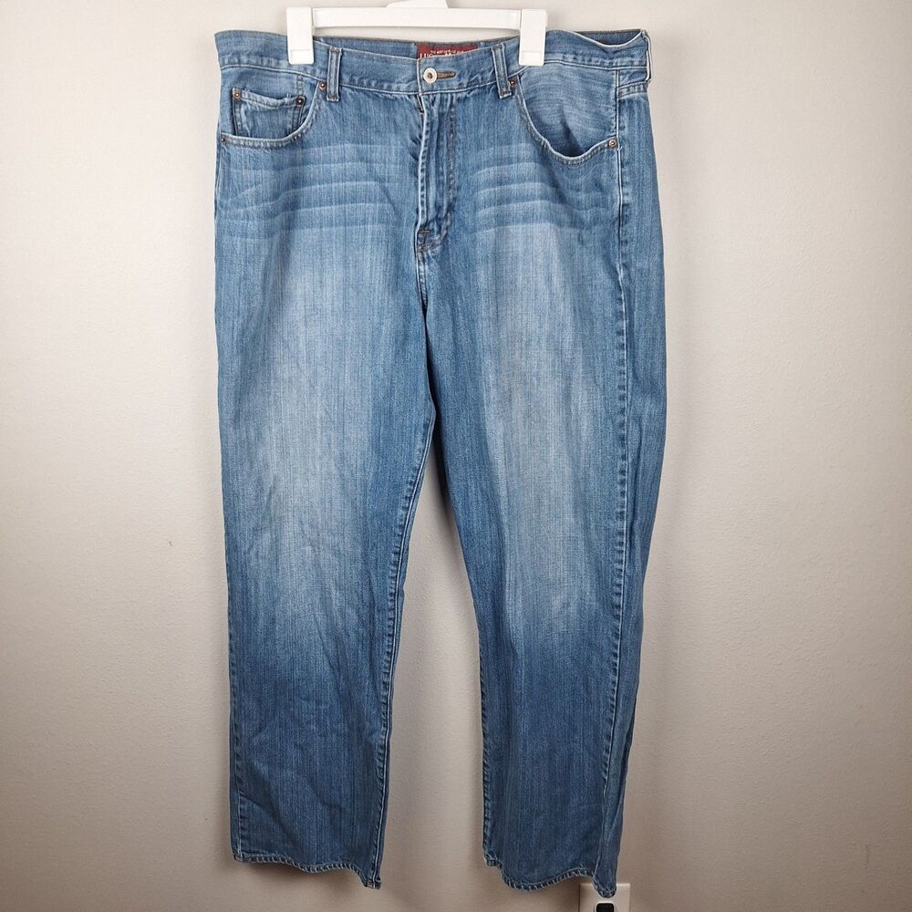 Lucky Brand 181 Relaxed Straight Mens Blue Medium Wash Stretch Jeans 40x32